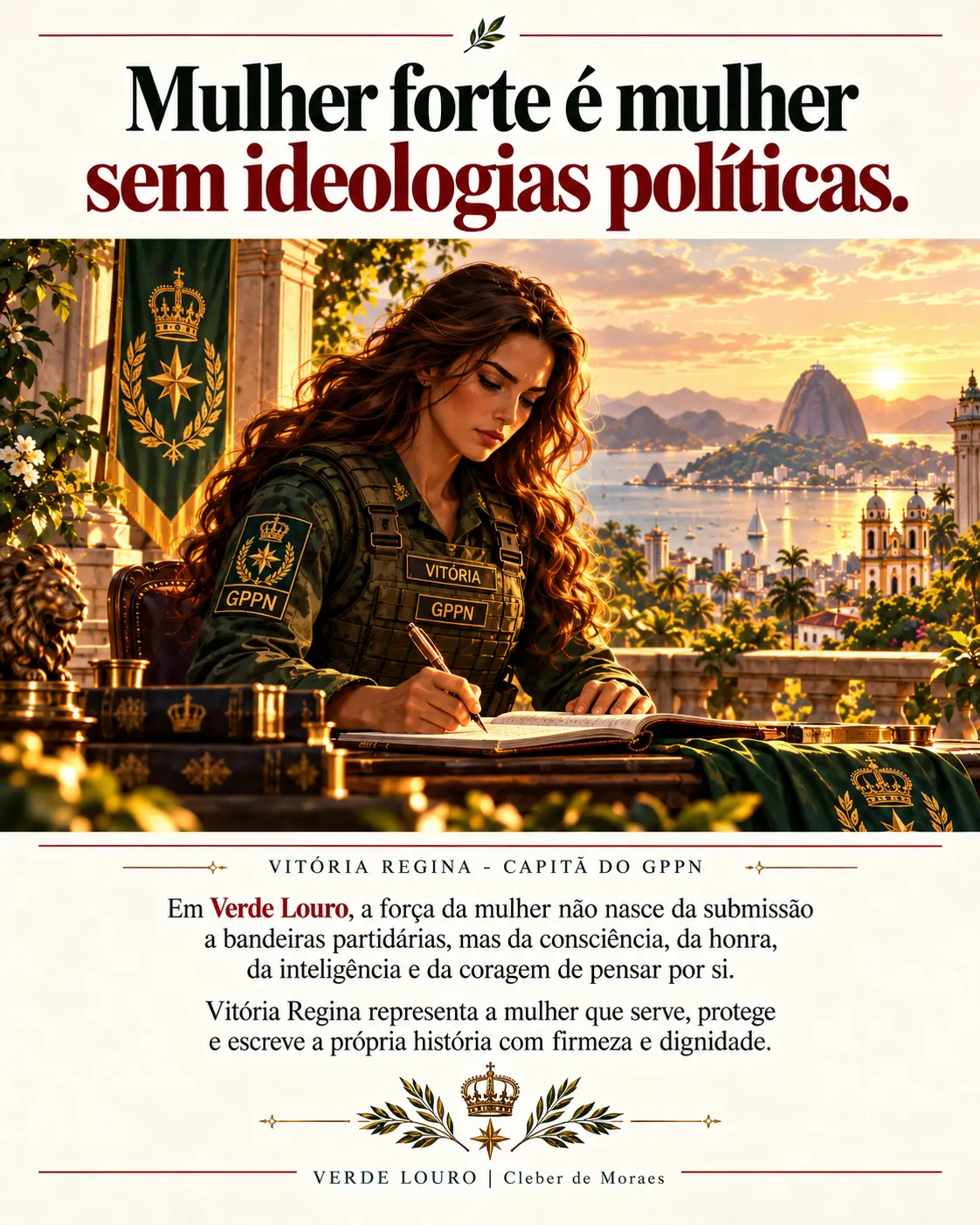 Capitã Vitória Regina escrevendo
